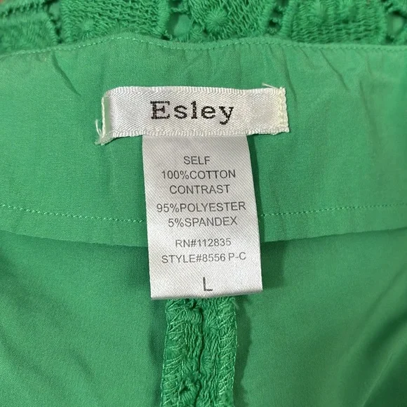 Esley Kelly Green‎ Lace Shorts - Size Large 100% Cotton - Picture 5 of 6